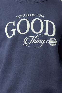 TRENDYOL MAN Lacivert Oversize/Genis Kesim Ici Polar/S?cak Tutan Bask?l? Sweatshirt TMNAW25SW00064 - Trendyolmilla фото 5