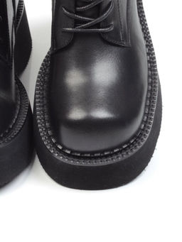 01-CYX03-1 BLACK Ботинки демисезонные женские (натуральная кожа, байка)