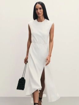 Асимметричное платье из вискозы и льна с разрезом / Zarina  фото 2