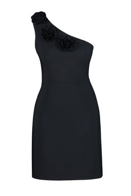 Siyah A Kesim Tek Omuz Gul Detayl? Mini Dokuma Elbise TWOSS24EL00660 - Trendyolmilla фото 7