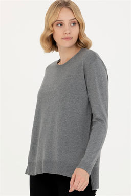 Женский серый меланжевый базовый свитер с круглым вырезом Неожиданная скидка в корзине - U.s. polo assn фото 3