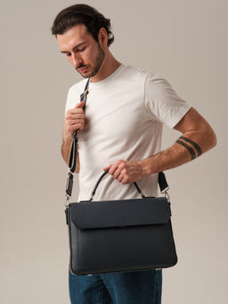 Мужская кожаная сумка Levi DBR 7115 насыщенный синий