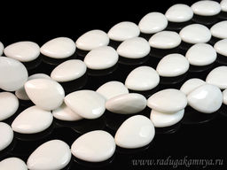 Бусины из агата белого капля гр.25*18мм, 40см, 15 бусин Радуга камня