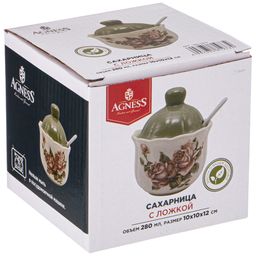 САХАРНИЦА С ЛОЖКОЙ КОРЕЙСКАЯ РОЗА 10*10*12 СМ / 280 МЛ - Agness фото 2