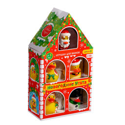 Игрушки для купания в ванной «Новогодние уточки», набор 5 шт.