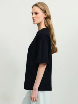 Базовая футболка оверсайз из хлопка / Zarina фото 4