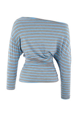 Gri Melanj-Mavi _izgili Asimetrik Yaka Beli B_g_l_ _rme T-Shirt TWOAW27TS00054 - Trendyolmilla фото 3