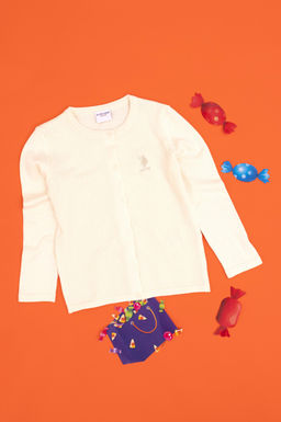 Кремовый трикотажный кардиган для девочки Неожиданная скидка в корзине