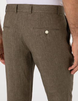 Haki Slim Fit %100 Keten Klasik Pantolon
