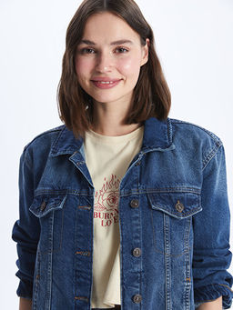 D?z Uzun Kollu Kad?n Jean G?mlek Ceket