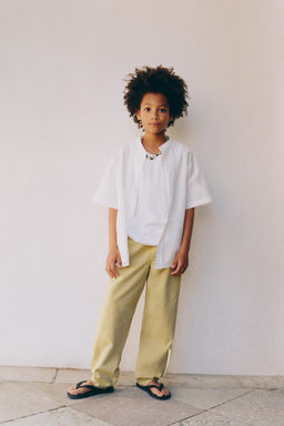 COTTON LINEN STAND COLLAR SHIRT - Zara фото 6
