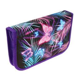 Пенал школьный, 1 секция, 13×21×4 см «Бабочки»