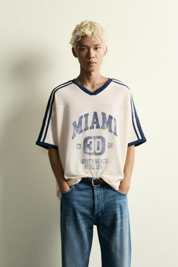 CAMISETA RELAXED FIT ESTAMPADO F?TBOL RETRO / Blanco roto - Zara фото 2