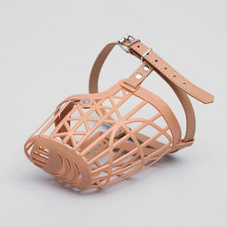 Намордник пластиковый №6 с ошейником из эко кожи ОМ 35 см ДН 12 см ОШ 52-67 см - Пижон фото 2