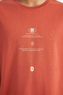 Футболка Comfort Fit с круглым вырезом и короткими рукавами с принтом - Defacto фото 5