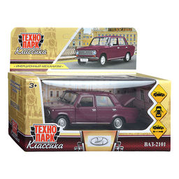 Машина металл ВАЗ-2101 12 см, (двери, багаж, фиолетовый) инерц, в коробке