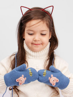 Варежки детские на шнурке Kim Lin - Соль&перец фото 2