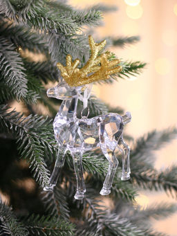 Ёлочная игрушка «Зимнее волшебство. Олень грация», 8×14 см, прозрачно-золотой