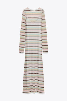 LONG METALLIC THREAD STRIPED DRESS - Zara фото 5
