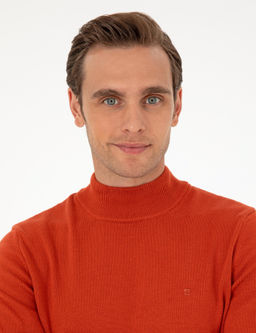 Turuncu Slim Fit Yar_m Bal_k__ Yaka Basic Triko Kazak - Pierre cardin фото 2