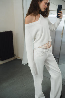 JERSEY PUNTO CUELLO PICO / Blanco - Zara фото 4