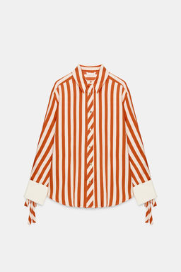 CAMISA RAYAS LAZOS / blanco-naranja