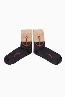 Носки ЗАПОРОЖЕЦ Якорь ТЕМНО-СЕРЫЙ/БЕЖЕВЫЙ