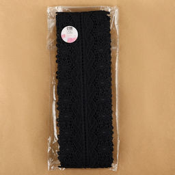 Кружево гипюровое, 80 мм, 6.8±0.5 м, цвет чёрный