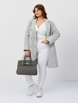 Пальто женское демисезонное 26897 (сильвер/ёлочка)