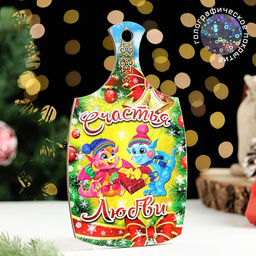 Цена за 5 шт. Доска разделочная сувенирная Символ года.Счастья любви, 20х11 см