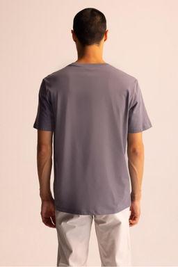 Базовая футболка стандартного кроя с круглым вырезом и короткими рукавами - Defacto фото 5