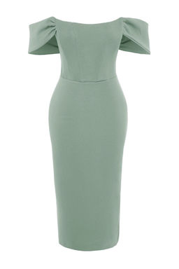 Mint Vucuda Oturan Korse Detayl? Dokuma S?k Abiye Gece Mezuniyet Elbisesi TPRSS22EL00097