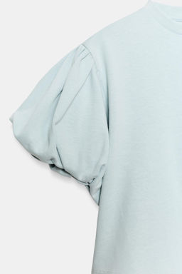 CAMISETA CROP MANGA VOLUMEN / Azul claro - Zara фото 6