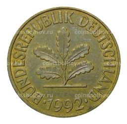 Монета 10 пфеннигов 1992 года D Германия