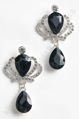 Серединка ювелирная с подвеской (2 шт) SF-5970, серебро/черный №6