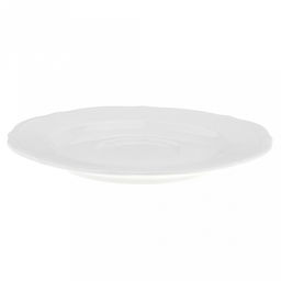 "Совершенство" Чашка фарфоровая 200мл, д8,9см h7,9см, с блюдцем д14,8см h1,5см, глянцевая глазурь, белый, рельефный декор, волнистый край (Китай)