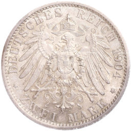 2 марки 1904 года A Германия (Мекленбург-Шверин) Свадьба Герцога Фридриха Франца IV