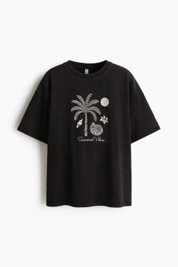 Camiseta oversize con motivo bordado