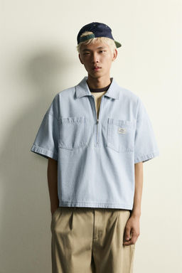 CAMISA POLO CREMALLERA BOLSILLOS / Azul claro - Zara фото 2