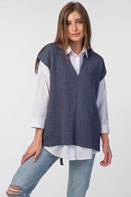 Жилет вязаный оверсайз с открытой спиной черный - Fly фото 15