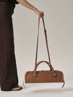 Замшевая сумка багет Doxie DBR 31157 св.коричневый фото 7