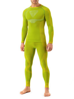 TEKSA Комплект мужской термокальсоны TLP 003+термофуфайка TLS 003 green-yellow
