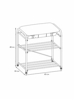 Подставка для обуви Альфа 13 с сиденьем и ящиком (Черный) (3-х полочная,45см) - Зм фото 3
