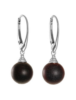 Стильные серьги Куба из янтаря чёрного цвета