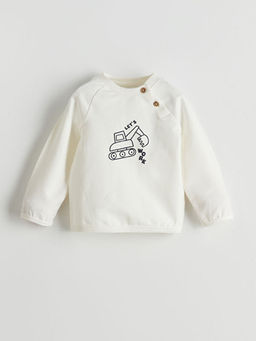 Bask?l? Erkek Bebek Sweatshirt ve Tayt 2li