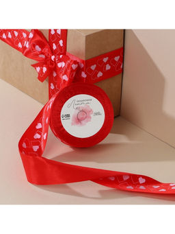 Лента атласная, подарочная упаковка, «Сердечки», красная, 4 см × 22.5 м