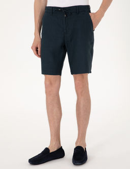 Lacivert Slim Fit %100 Keten Beli Lastikli Ba_c_kl_ Dokuma _ort