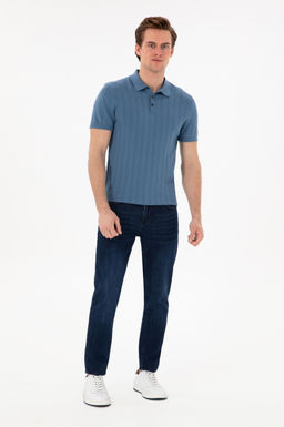Erkek Slim Fit Polo Yaka Koyu Mavi Triko Ti__rt Sepette S_rpriz _ndirim - U.s. polo assn фото 4