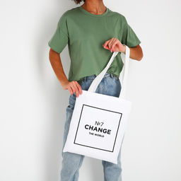 Сумка шопер Измени мир 35х0.5х40 см, отд без молнии, без подклада, белая - Nazamok фото 3