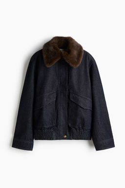 Cazadora denim con cuello efecto pelo
